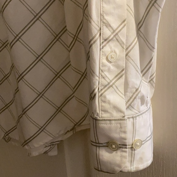 Banana Republic Men’s slim fit size L green and white patterned button down - Picture 7 of 8